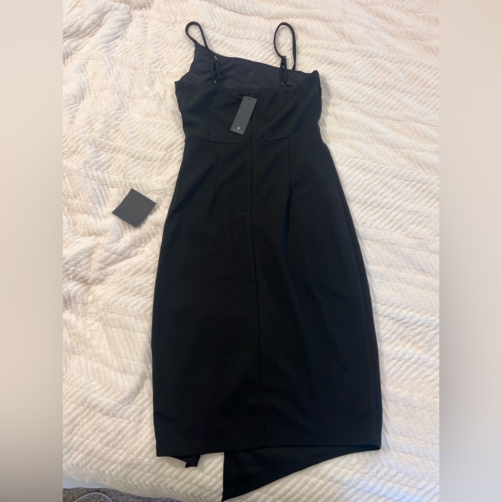 NWT Lulu's Shape the Night Black Asymmetrical Midi Dress (small) - Picture 4 of 11
